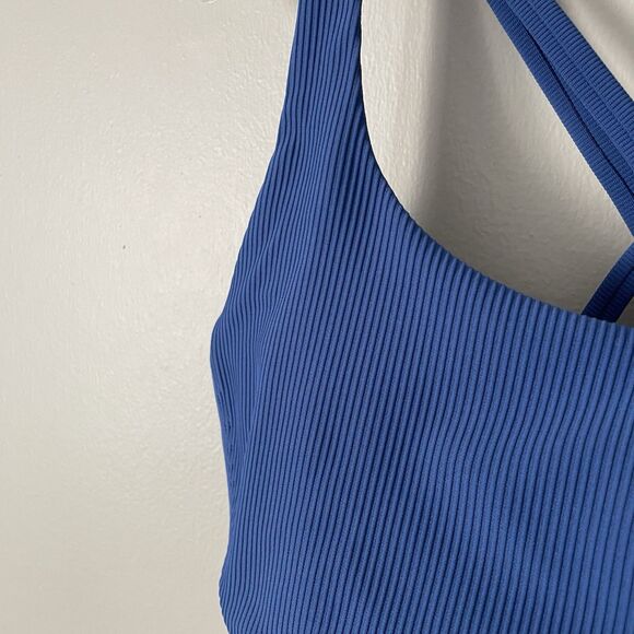 Lululemon Size 12 Blue Energy Bra Long Line Ribbed Medium Support B-D Cup - Picture 2 of 6